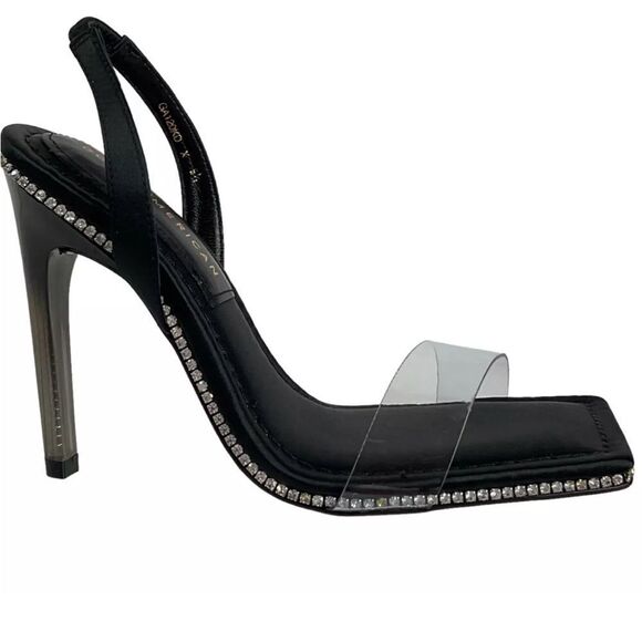 Good American Black Sling back Heel Crystal Crush Size 7.5 $195 MSRP - Picture 1 of 9